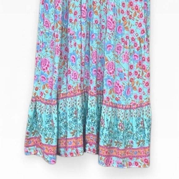 Easel Boho Style Floral Print Oversized Balloon Sleeve Midi Dress Size Small - Picture 3 of 11